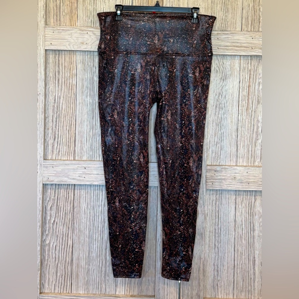 Spanx Brown and Black Snake Patterned Leggings sz 2xlt